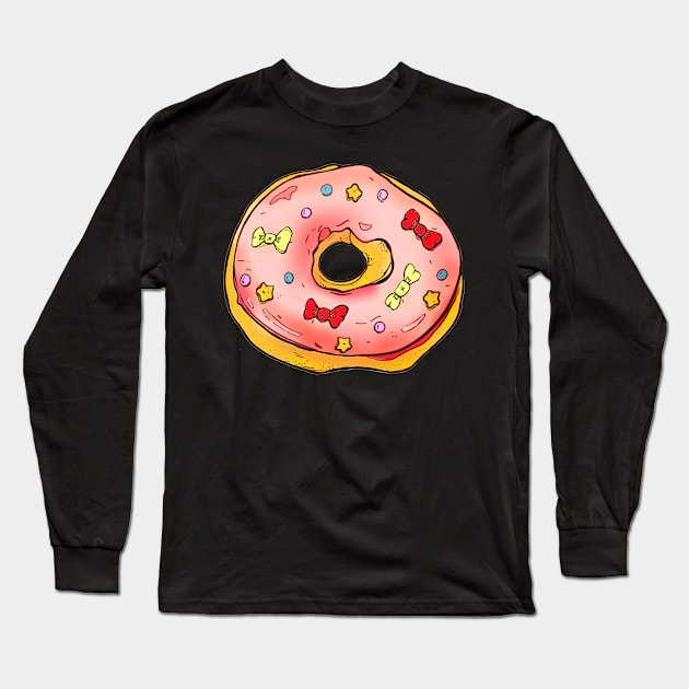 Kawaii Donut Long Sleeve T-Shirt by minniemorrisart